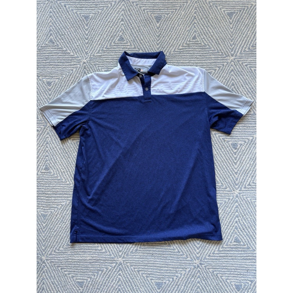 Callaway Opti-Dri Polo Shirt - Blue/Gray/White -‎ Large